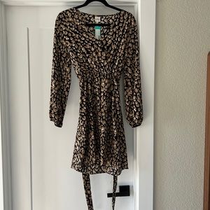 Kaileigh Black and Tan Long Sleeve Dress